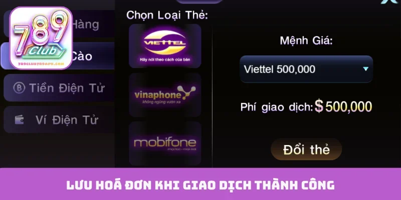 Lưu hoá đơn khi giao dịch thành công